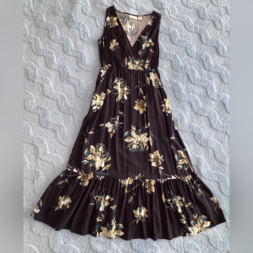 Cynthia Rowley Floral Dark Blue with Pockets Sleeveless Maxi Dress Size 2